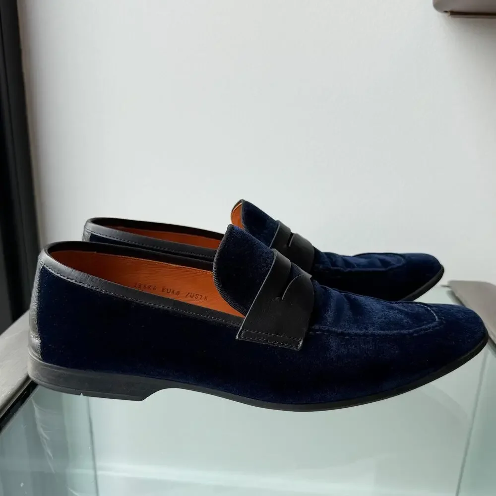Magnanni 'Vale' Penny Loafers Shoes Blue Velvet Mens 7.5 US / 40 EU